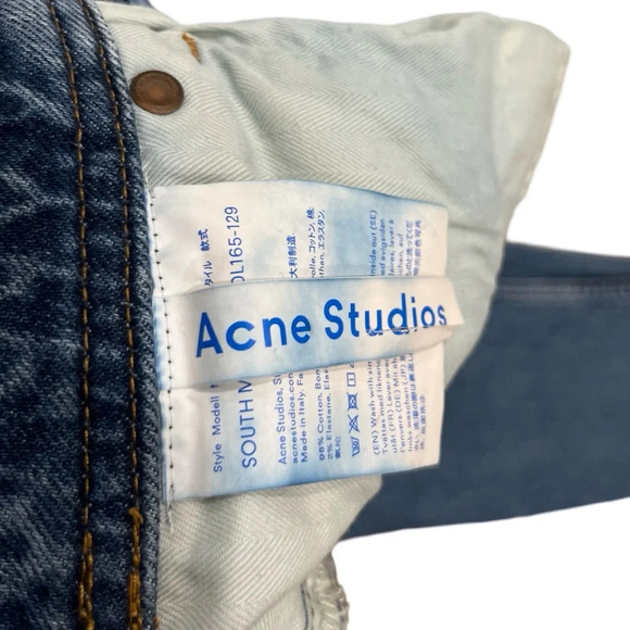Women's Acne Studio SOUTH MID BLUE Jeans Size 26 Raw Hem Cotton Denim 30L165-129 - Picture 7 of 7